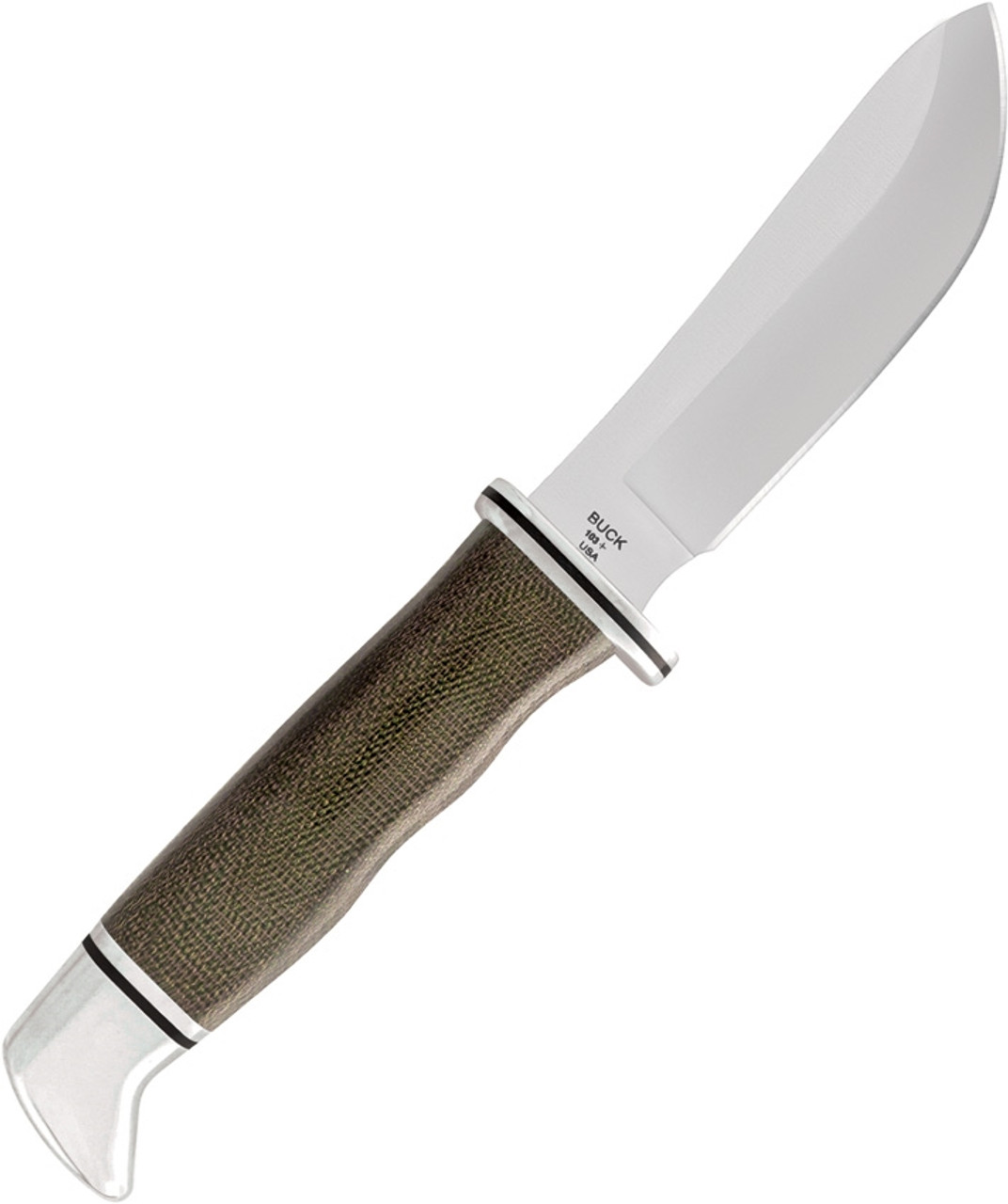 Buck Skinner Pro Fixed Blade Knife Green Canvas Micarta Handle