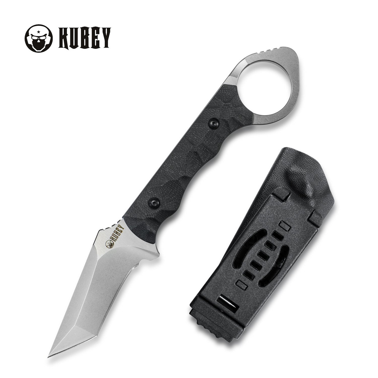 Kubey Wolf E-CQC Fixed Blade Knife Black G10 Handle D2 Plain Edge