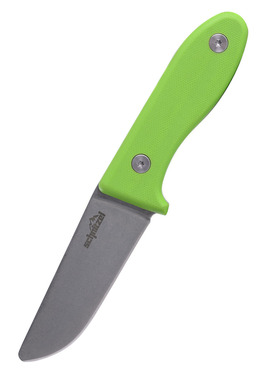 Schnitzel UNU Wood Carving Fixed Blade Knife Green G10 Handle
