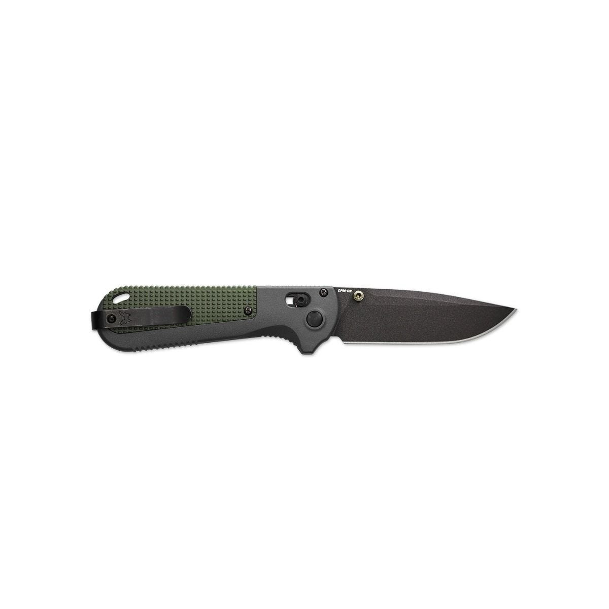 Benchmade Redoubt Folding Knife Gray/Green Grivory Handle D2 Drop
