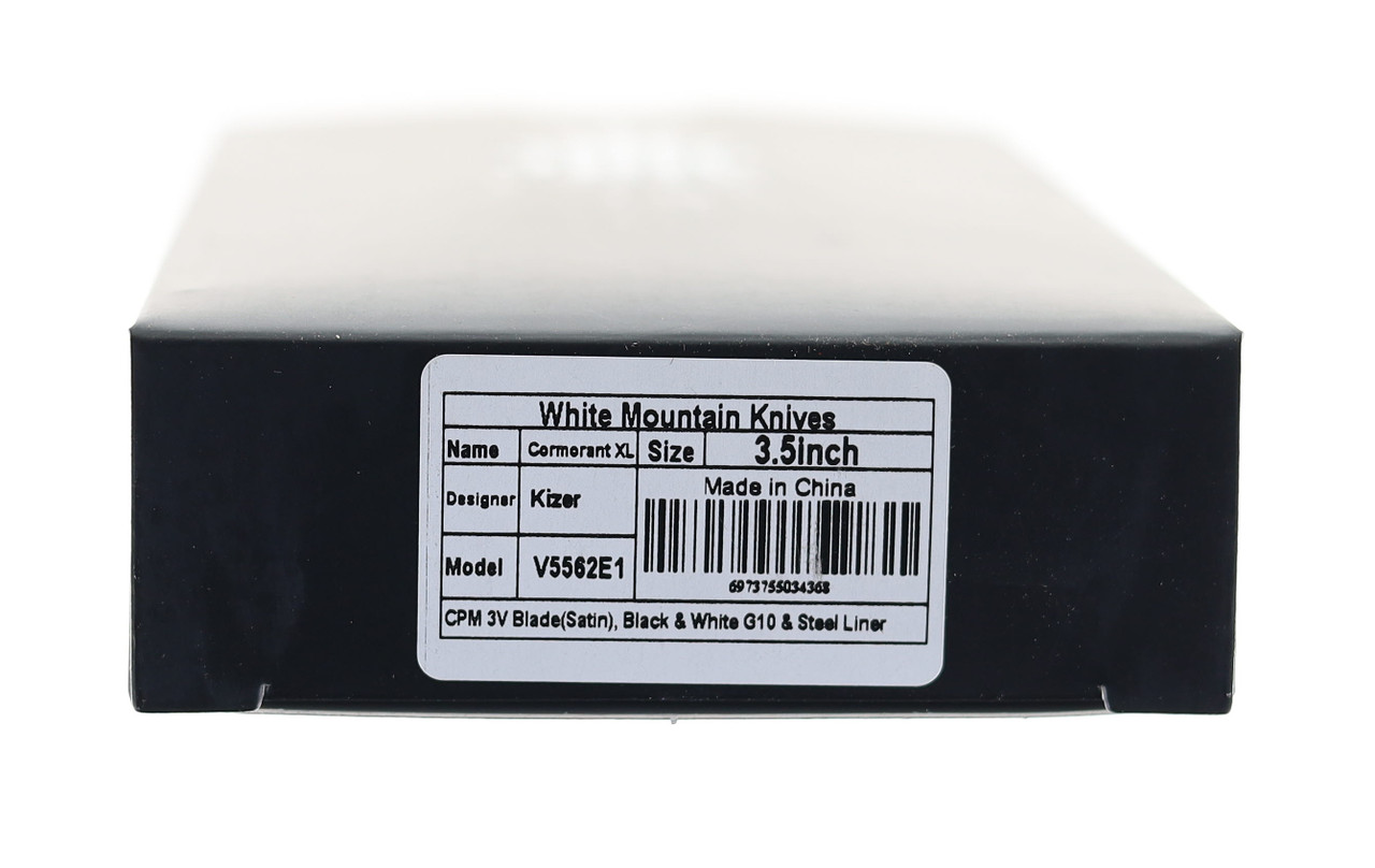 WMK Exclusive Kizer Yue Cormorant XL Folding Knife Black & White G10