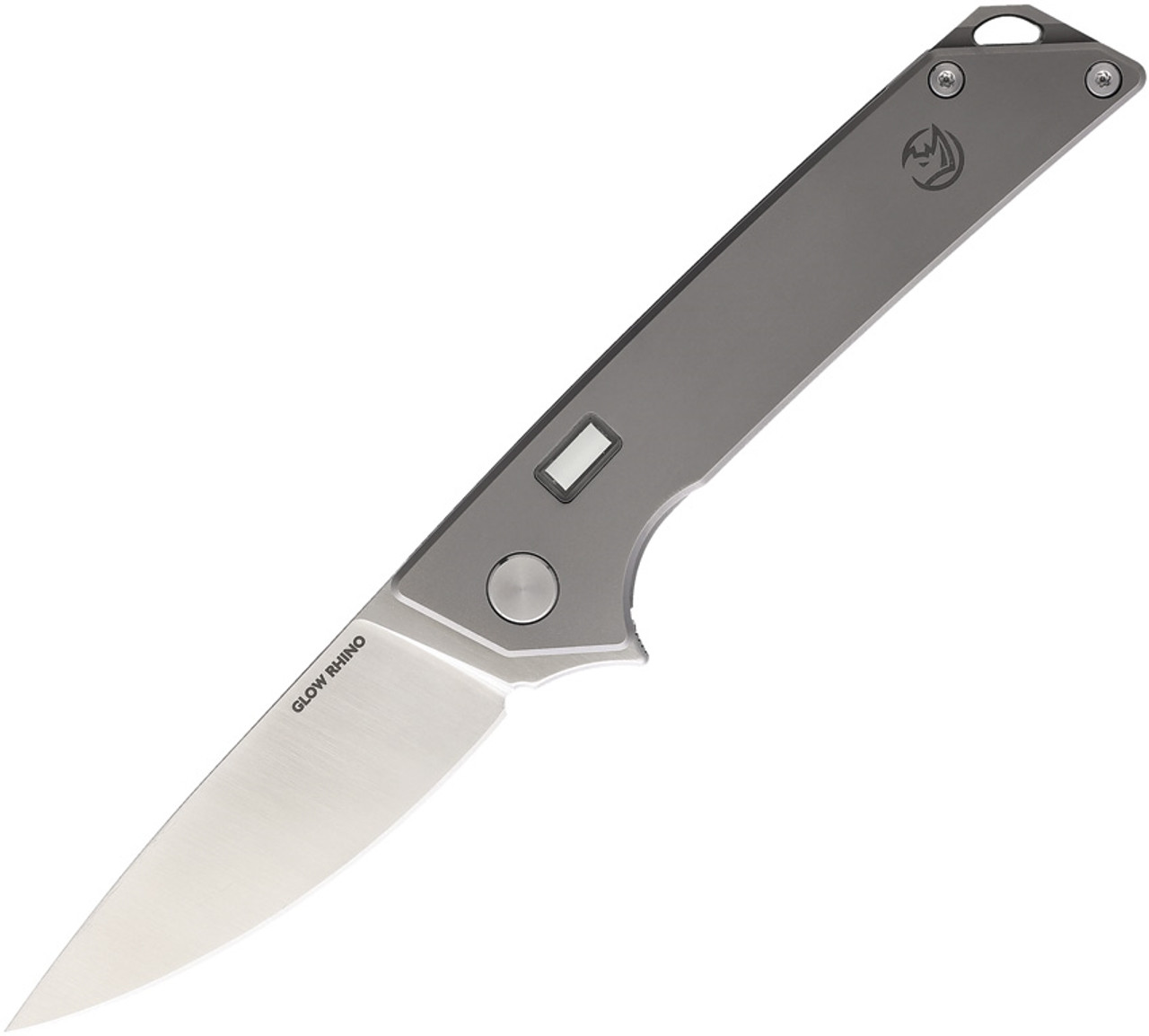 Glow Rhino Reactor Folding Knife Gray Titanium Handle S35VN Plain Edge  Satin Finish GLR101