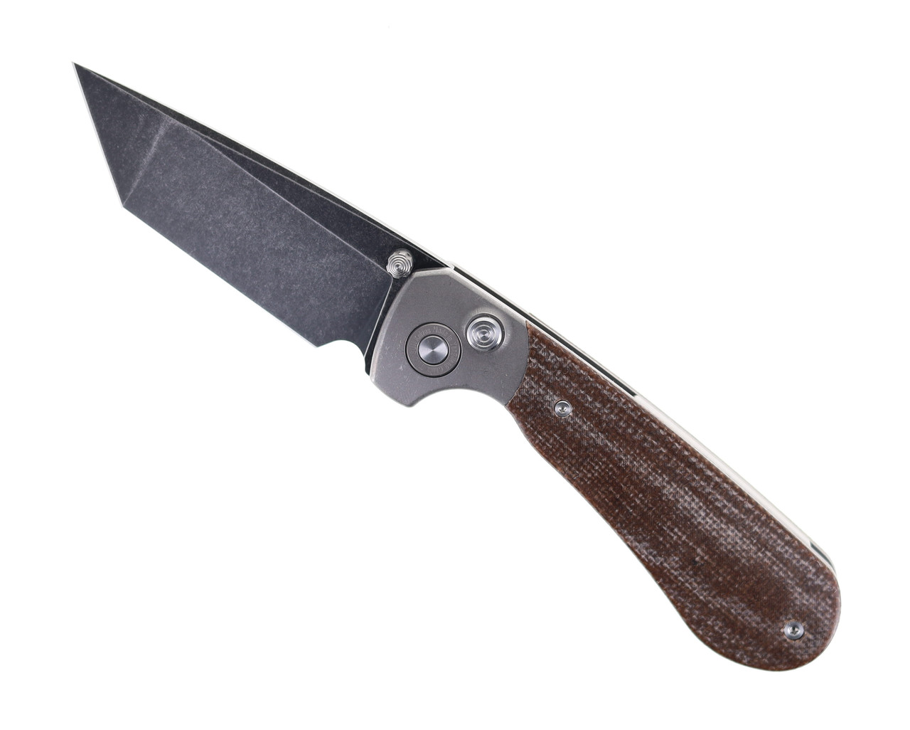 Two Sun Folding Knife Brown Micarta Handle D2 Tanto Plain Edge