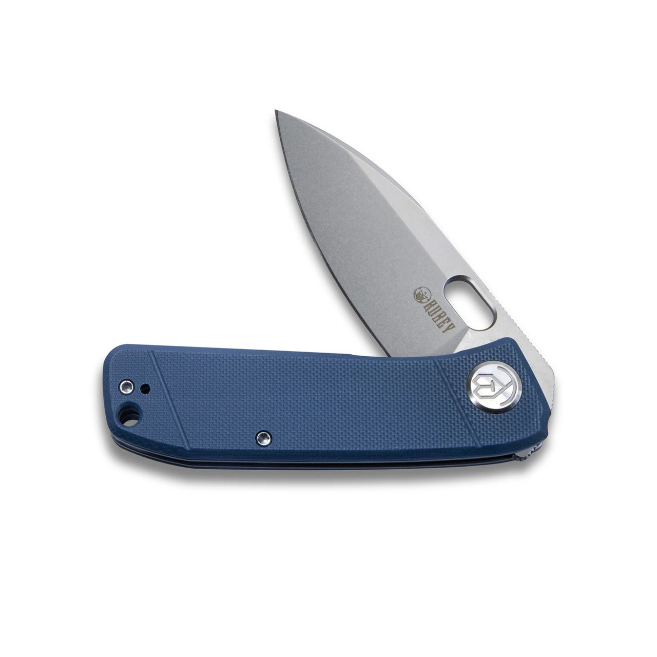 Kubey Hyde Folding Knife Denim Blue G10 Handle 14C28N Drop Point Plain