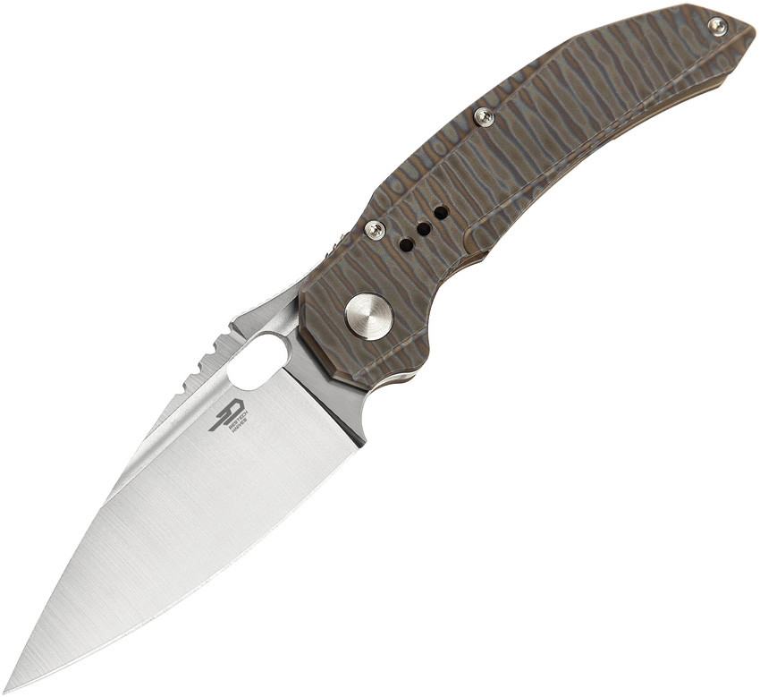 Bestech Exploit Folding Knife Tiger Titanium Handle S35VN Plain