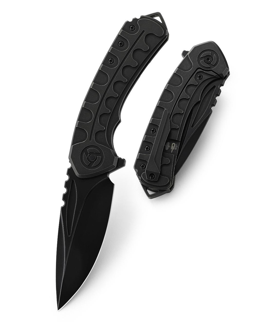 Bestech Buwaya Folding Knife Black Titanium Handle M390 Plain Edge