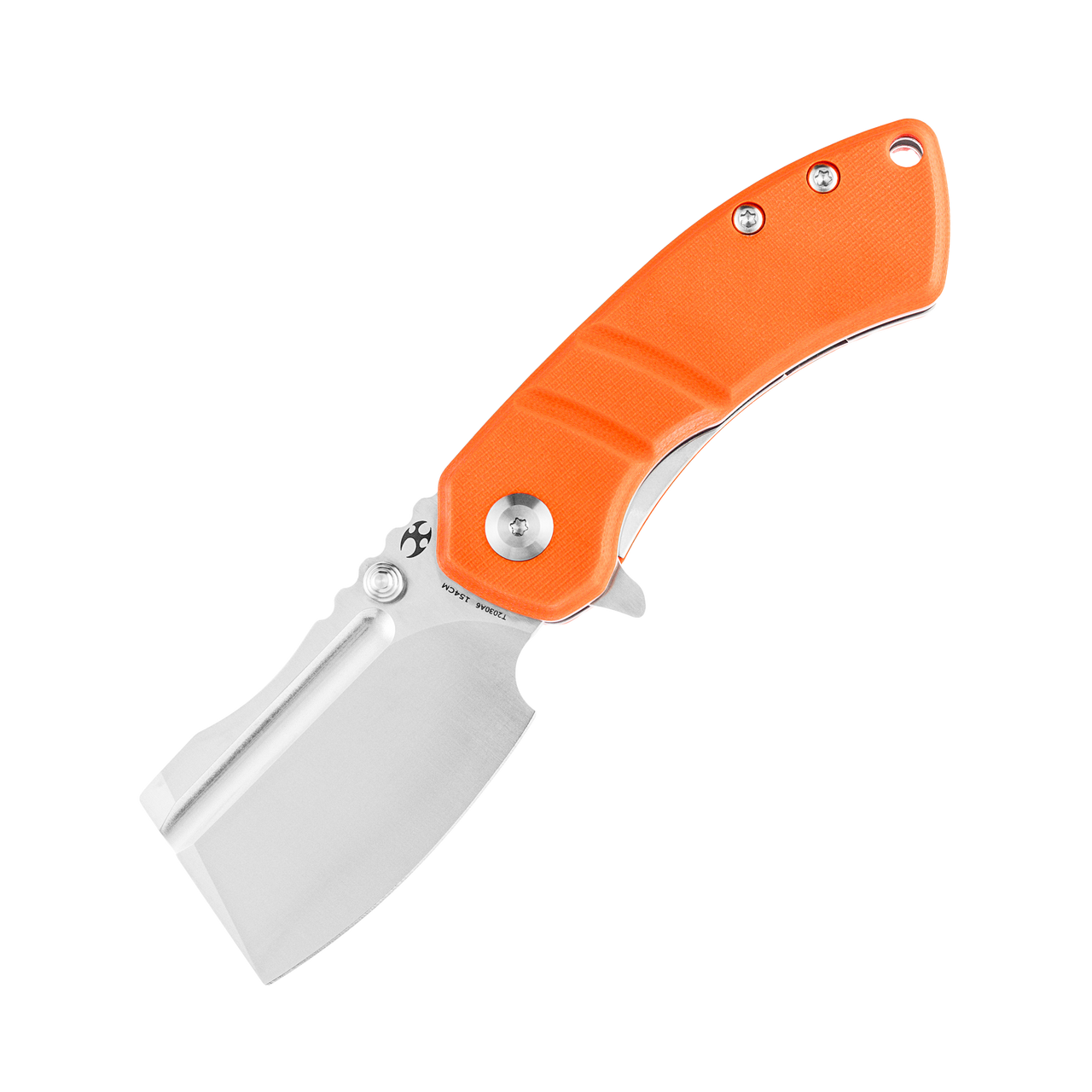 Kansept Korvid M Folding Knife Orange G10 Handle 154CM Plain Edge Satin
