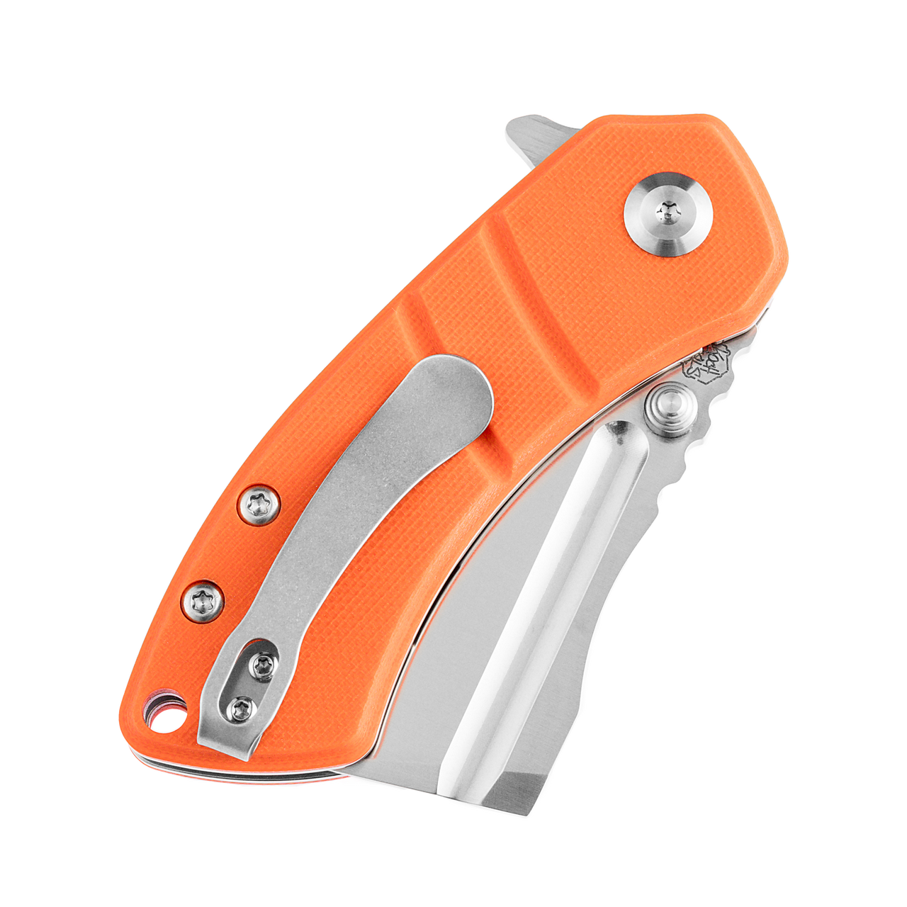 Kansept Korvid M Folding Knife Orange G10 Handle 154CM Plain Edge Satin