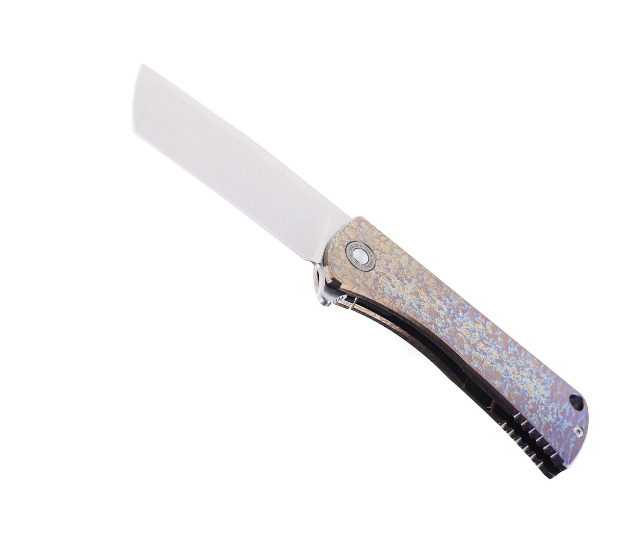 Two Sun Flipper Folding Knife Color Titanium Handle D2 Plain Edge