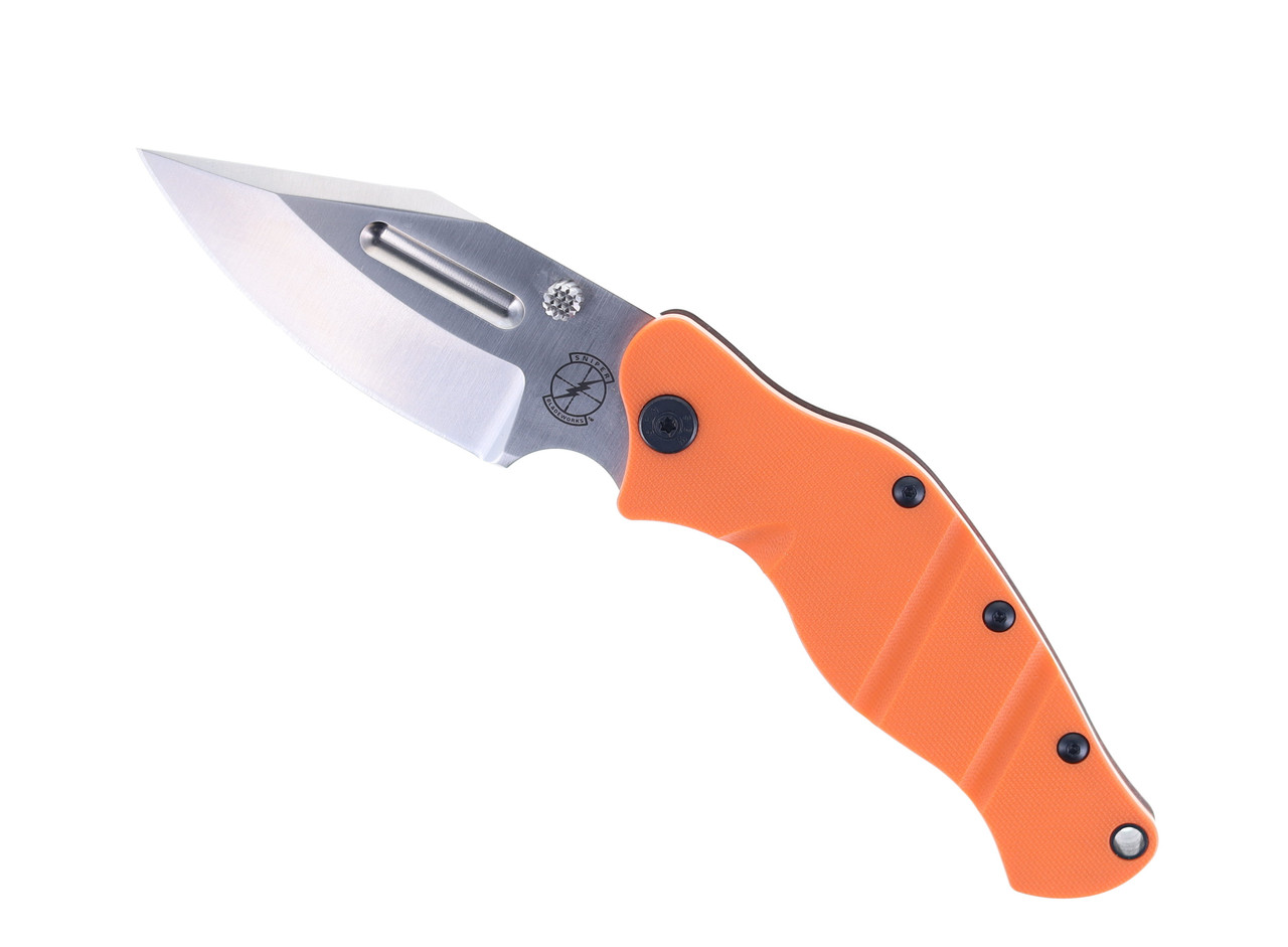 Sniper Bladeworks LPC Folding Knife Orange G10 Handle S35VN Plain