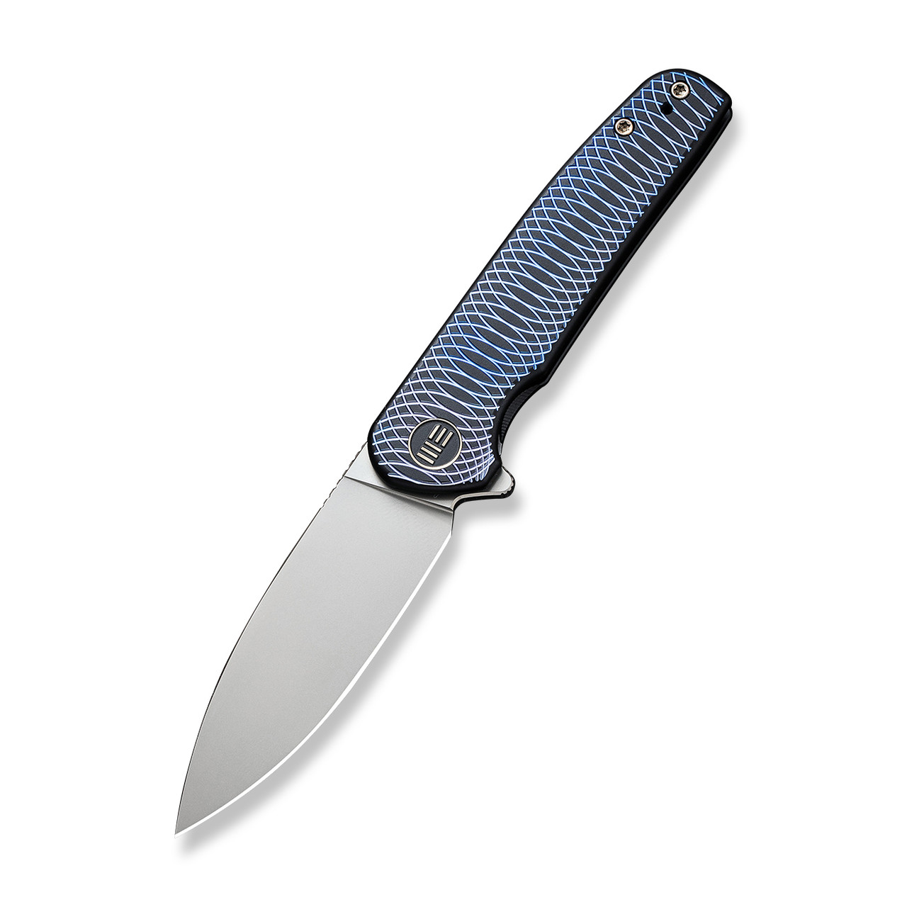 WE Shakan Folding Knife Black/Blue Titanium Handle 20CV Drop Point