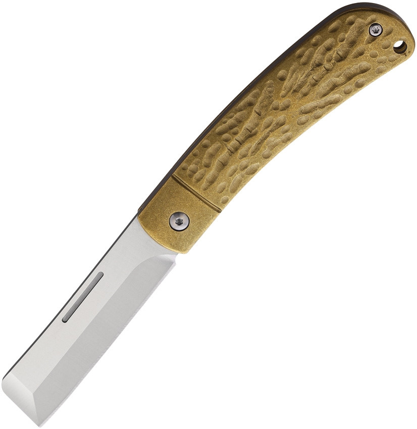 Rough Ryder APTA Folding Knife Hammered Brass Handle VG-10 Plain