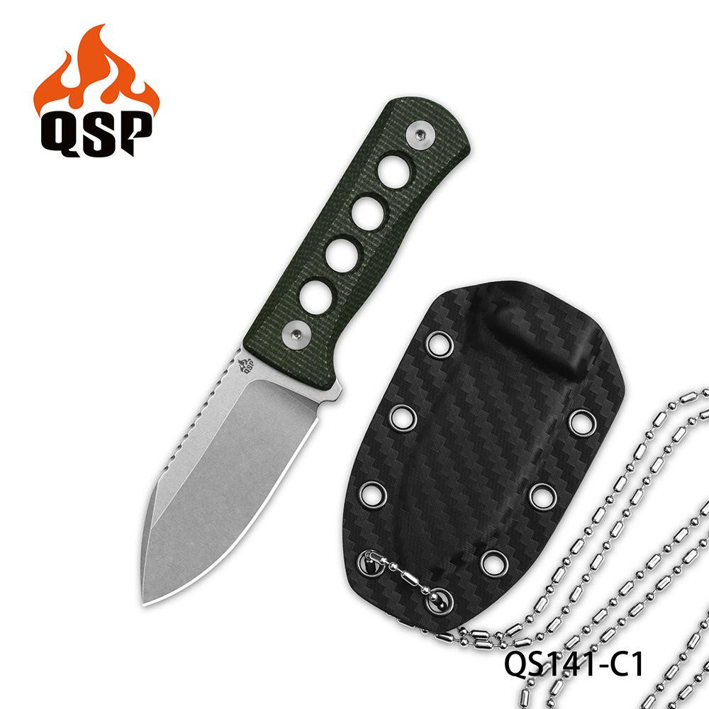 Dropping in October) QSP Canary Fixed Blade Knife Green Micarta Handle