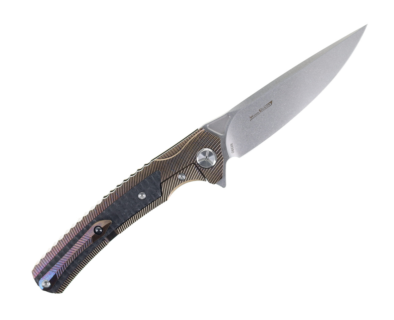 Two Sun Folding Knife Carbon Fiber Titanium Handle M390 Clip Point