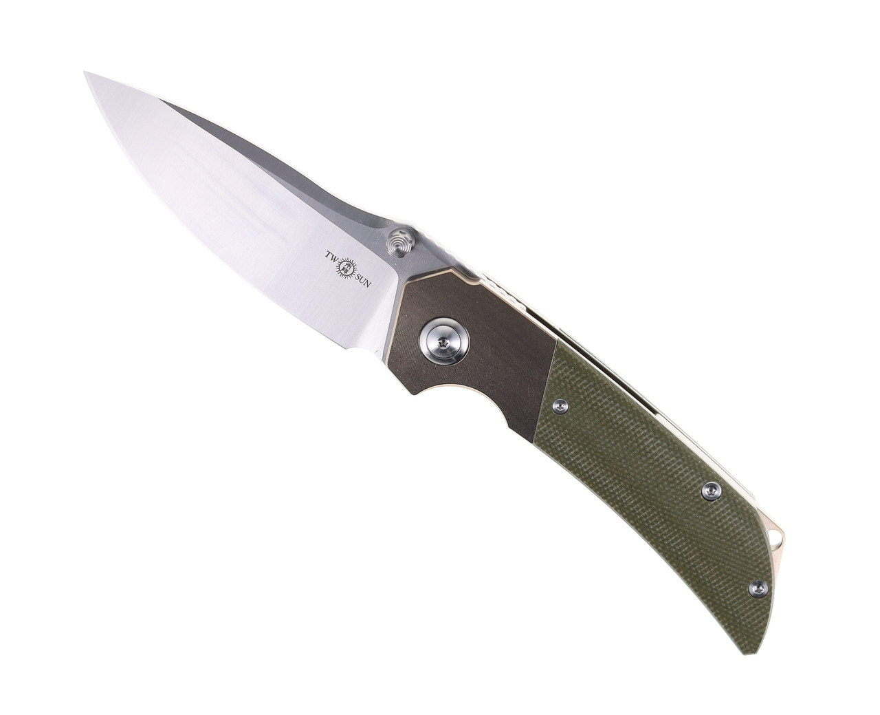 Two Sun Folding Knife Black/Bronze Titanium/Micarta Handle D2