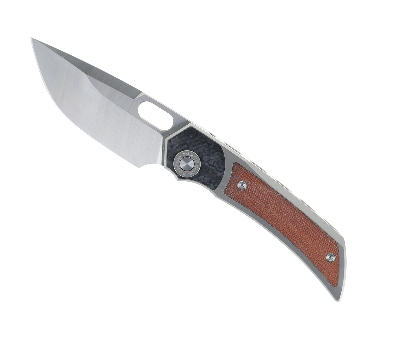 Two Sun Folding Knife Brown Micarta/Carbon Fiber Handle M390 Plain 