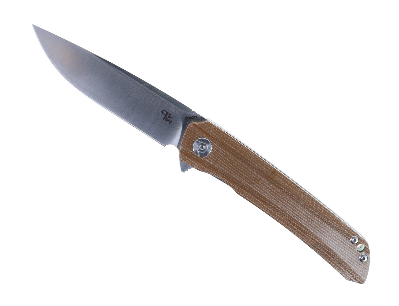 CH Knives 3002 Flipper Pocket Folder Knife Brown Micarta Handle