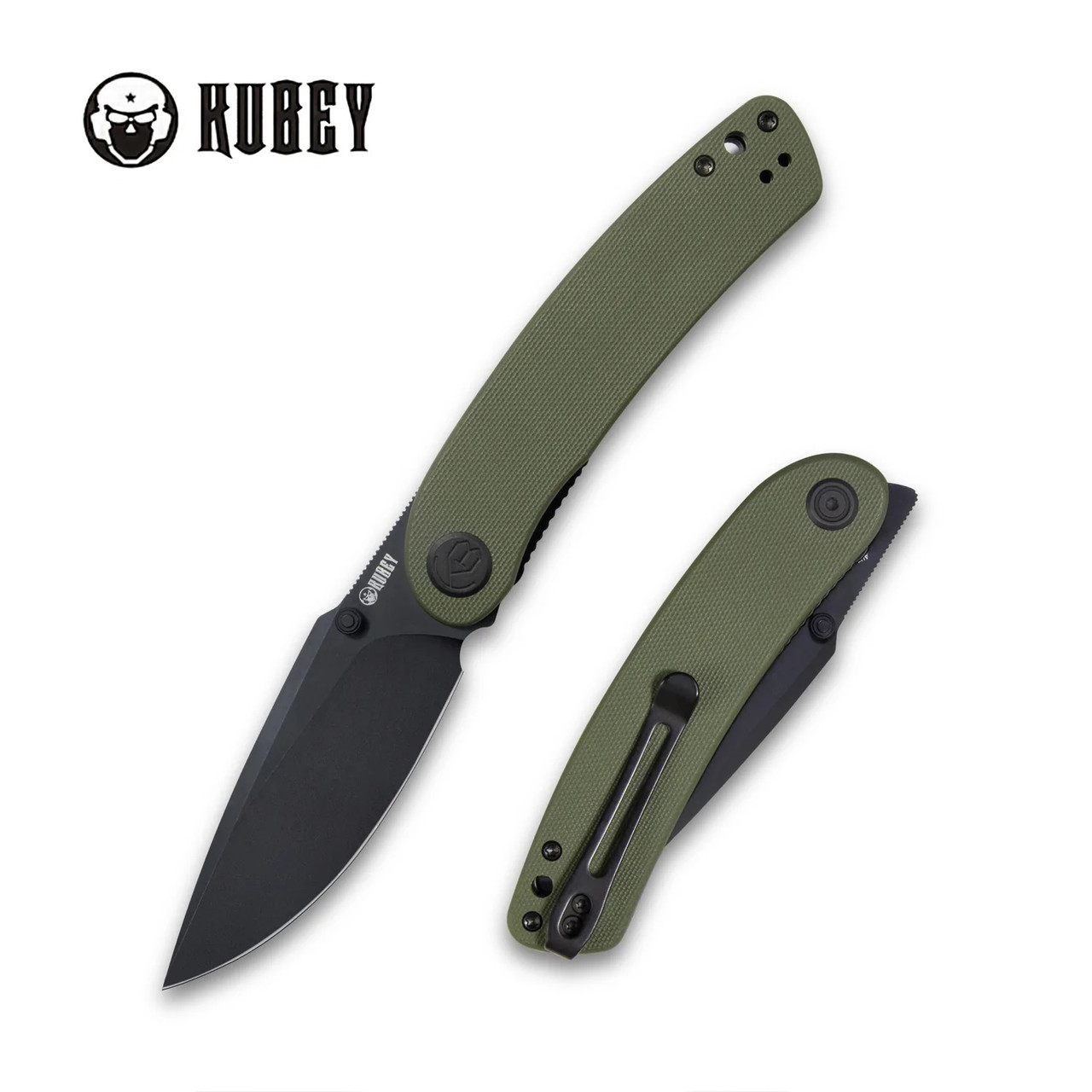 Kubey Momentum Front Flipper Folding Knife Green G10 Handle AUS10