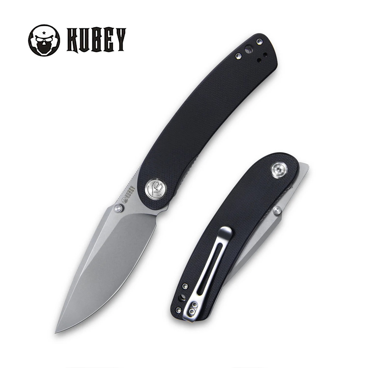 Kubey Momentum Front Flipper Folding Knife Black G10 Handle AUS10