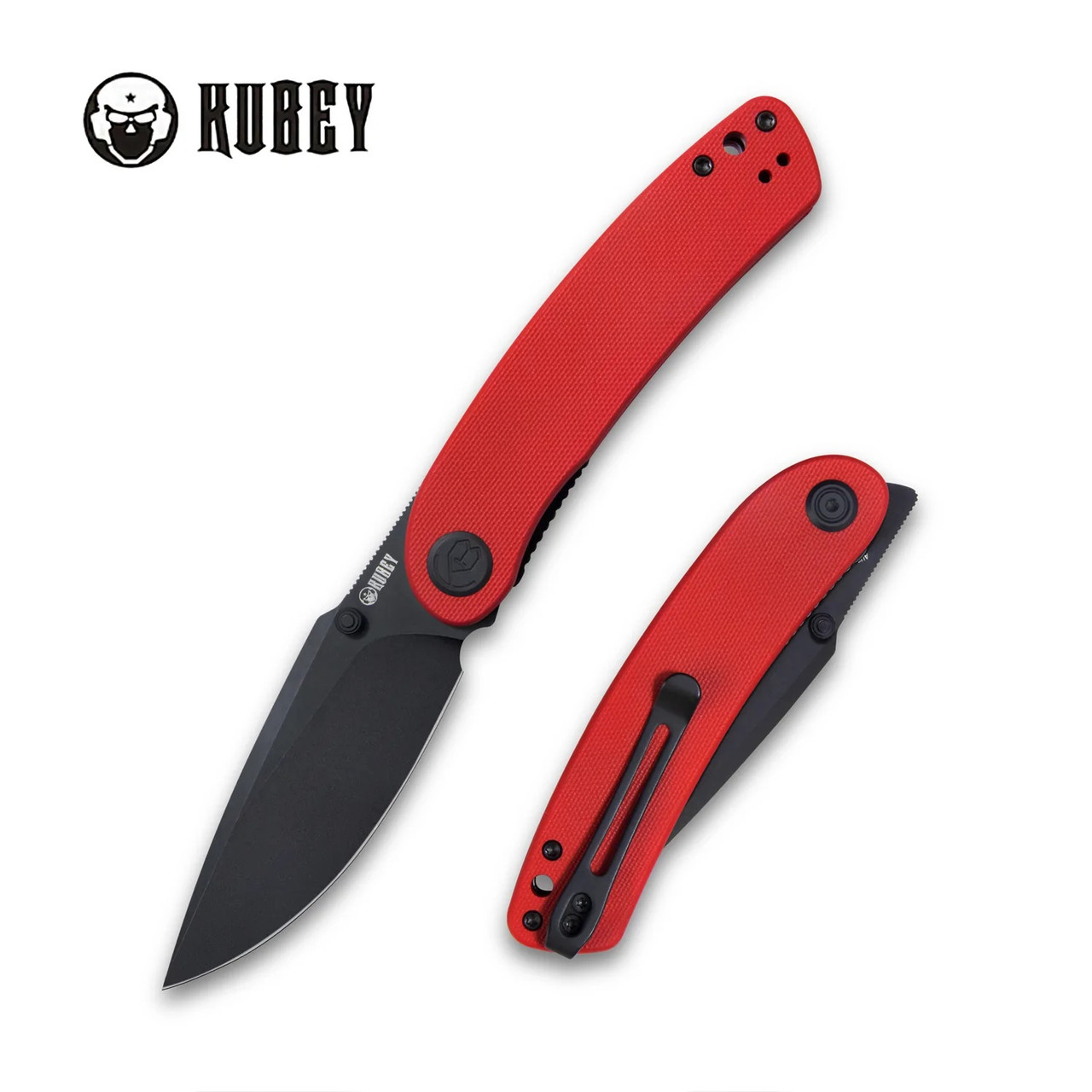 Kubey Momentum Front Flipper Folding Knife Red G10 Handle AUS10