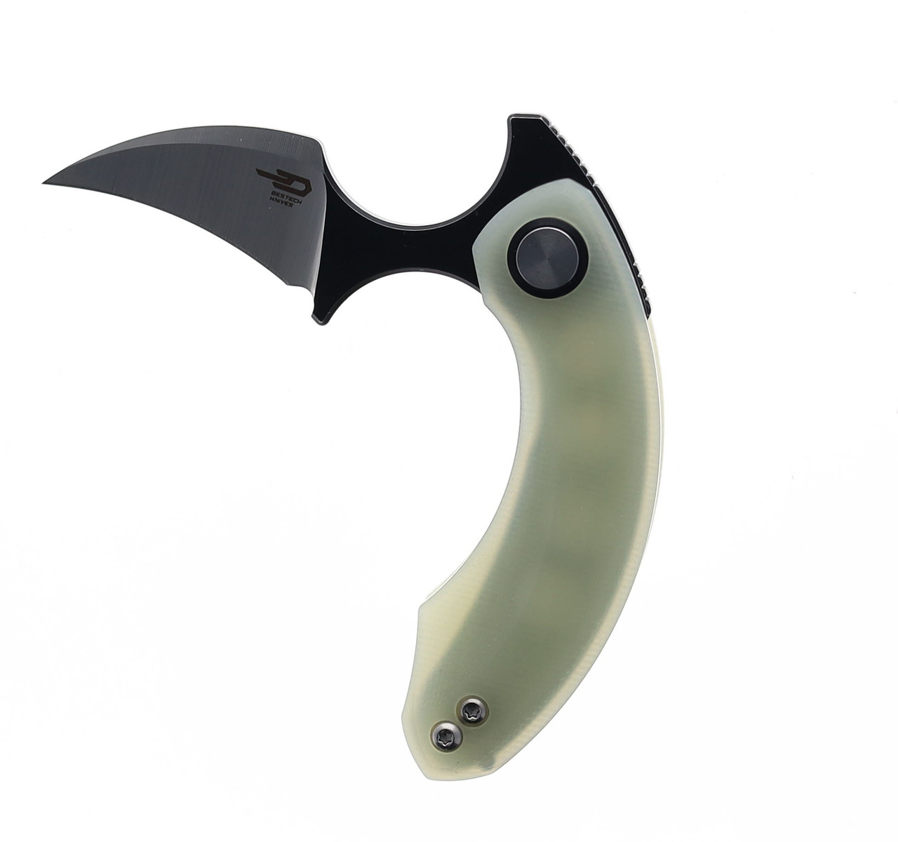 Bestech Strelit Folding Knife Jade G10 Handle 14C28N Plain Edge