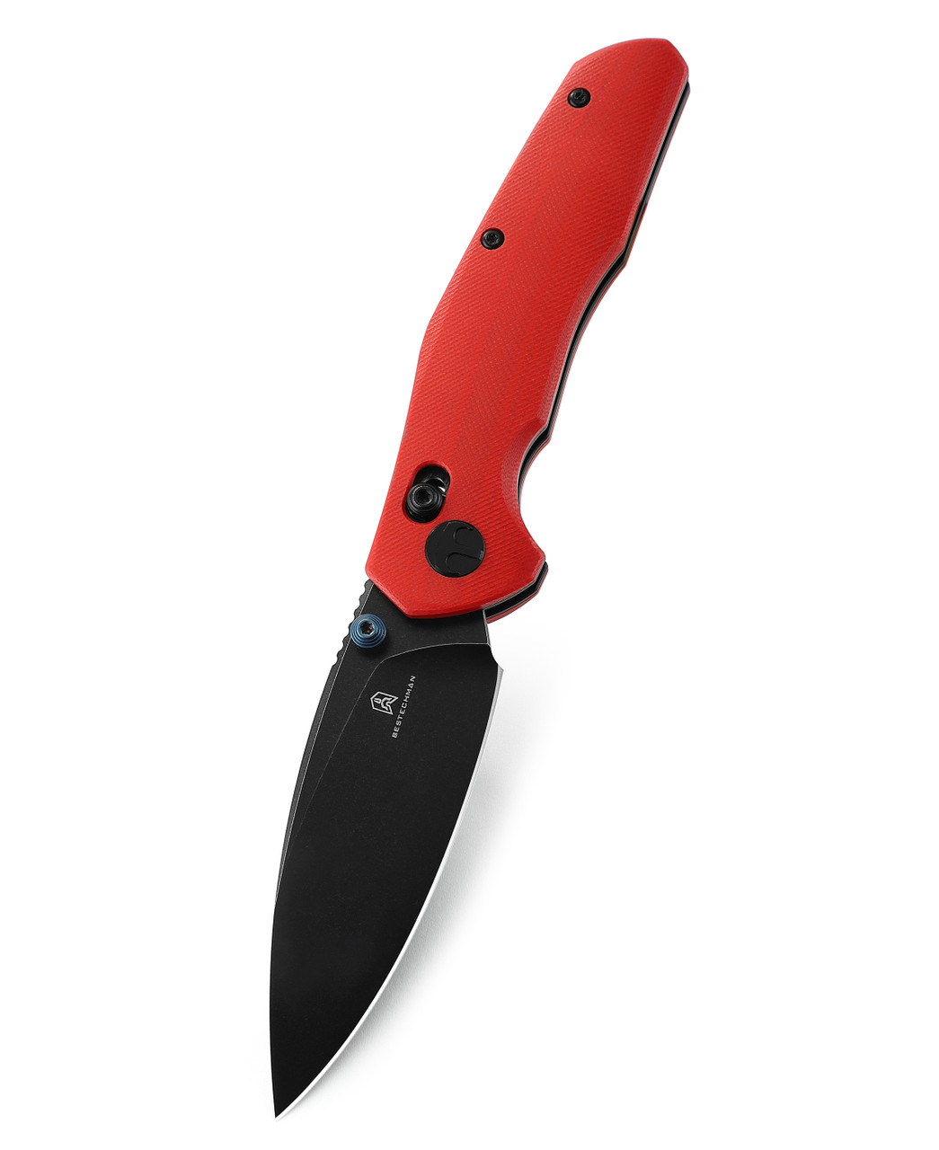 Bestechman Ronan Folding Knife Red G10 Handle 14C28N Plain Black