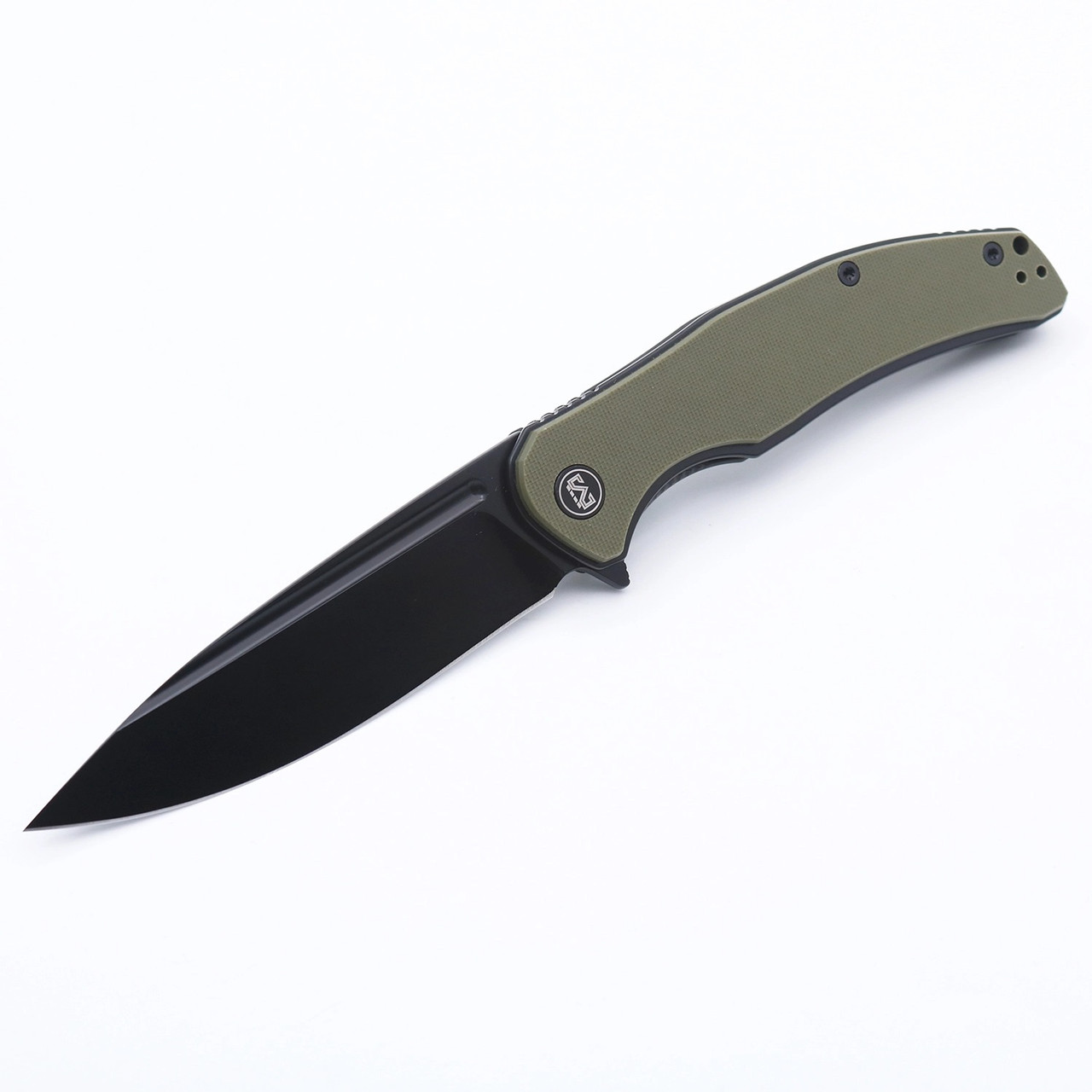 Miguron Velona Flipper Folding Knife Green G10 Handle Plain Black