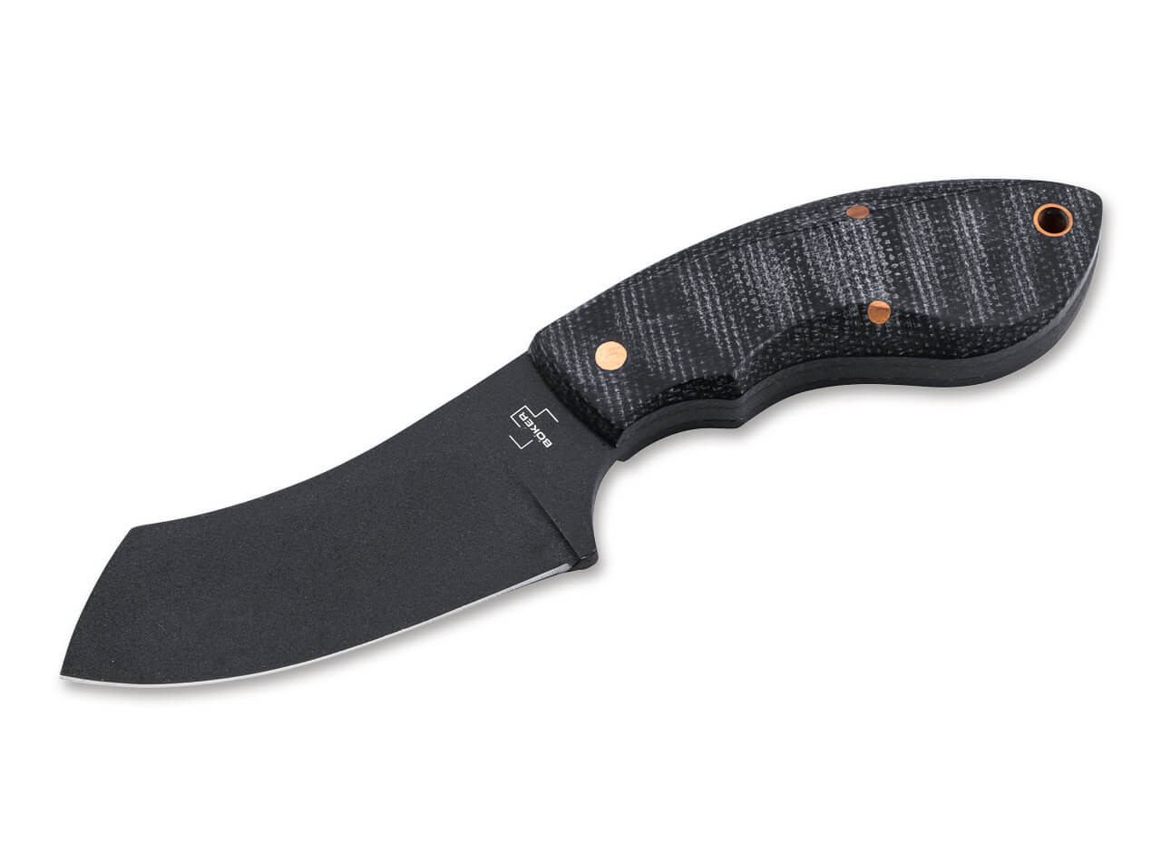 Boker Rhino Fixed Blade Knife Black Micarta Handle D2 Plain Black Blade  02BO085