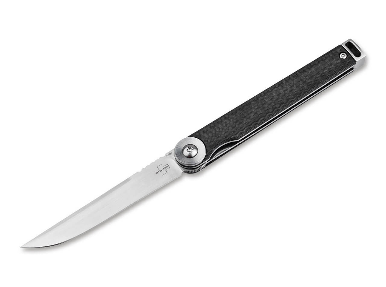 Boker Kaizen Folding Knife Black Carbon Fiber Handle S35VN Plain Edge