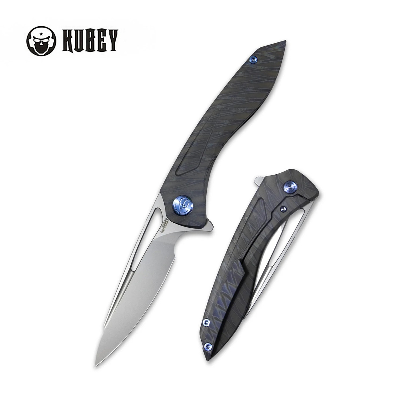 Kubey Velocé Frame Lock Folding Knife Black Titanium Handle S90V Plain