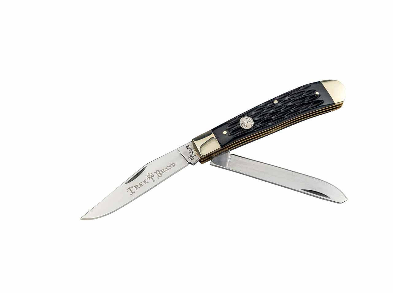 Boker Traditional Series 2.0 Trapper Folding Knife Jigged Black Bone Handle  D2 Plain Edge 110824