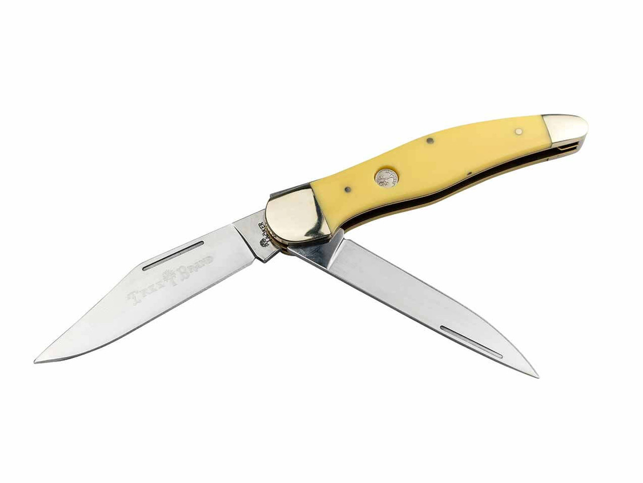 Boker Traditional Series 2.0 Trapper Folding Knife Yellow Delrin Synthetic  Handle D2 Plain Edge 110839
