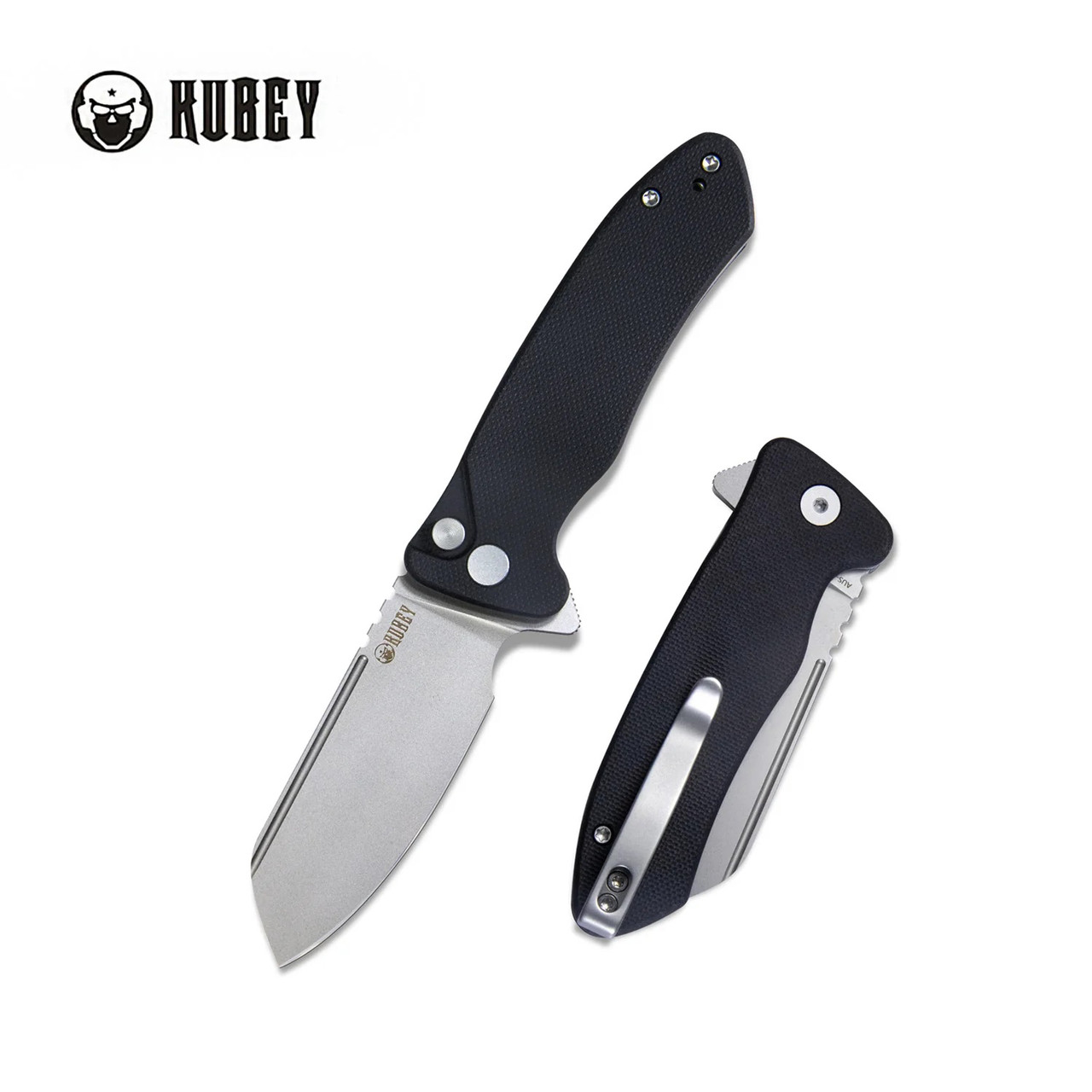 その他 c_e Kubey Creon Button Lock Folding Knife Black G10 Handle AUS-10