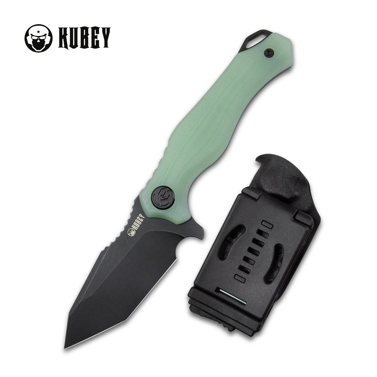 Kubey Golf EDC Fixed Blade Knife Jade G10 Handle AUS-10 Tanto