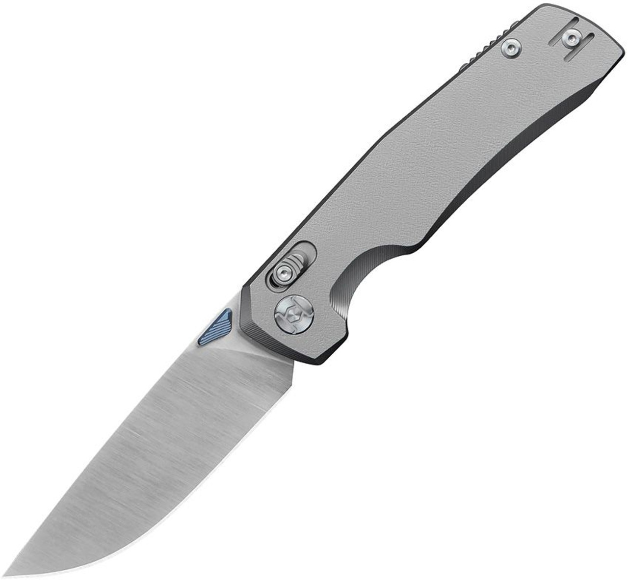 Kunwu X-Tao Folding Knife Gray Titanium Handle Elmax Plain Edge 