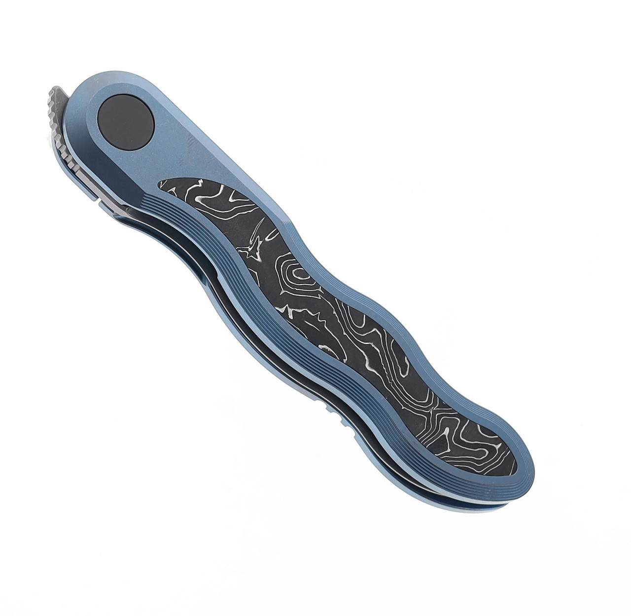 CMB Kawanonagare Folding Knife Blue Titanium/Carbon Fiber Handle S35VN