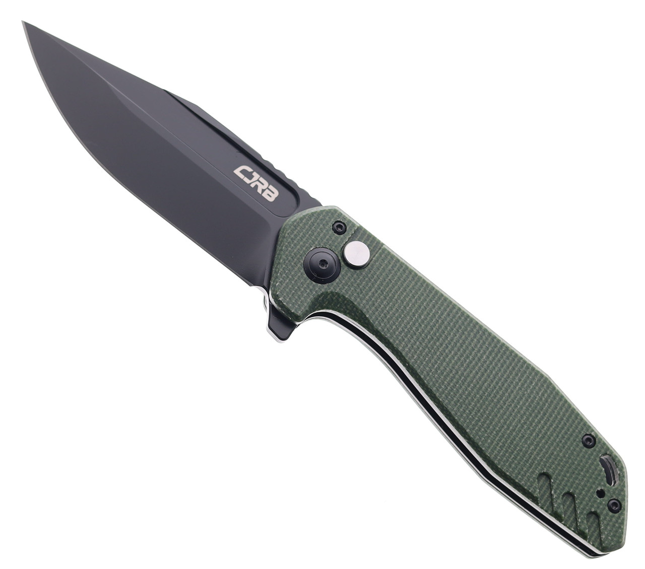 CJRB Riff Button Lock Folding Knife Green Micarta Handle AR-RPM9 Clip ...