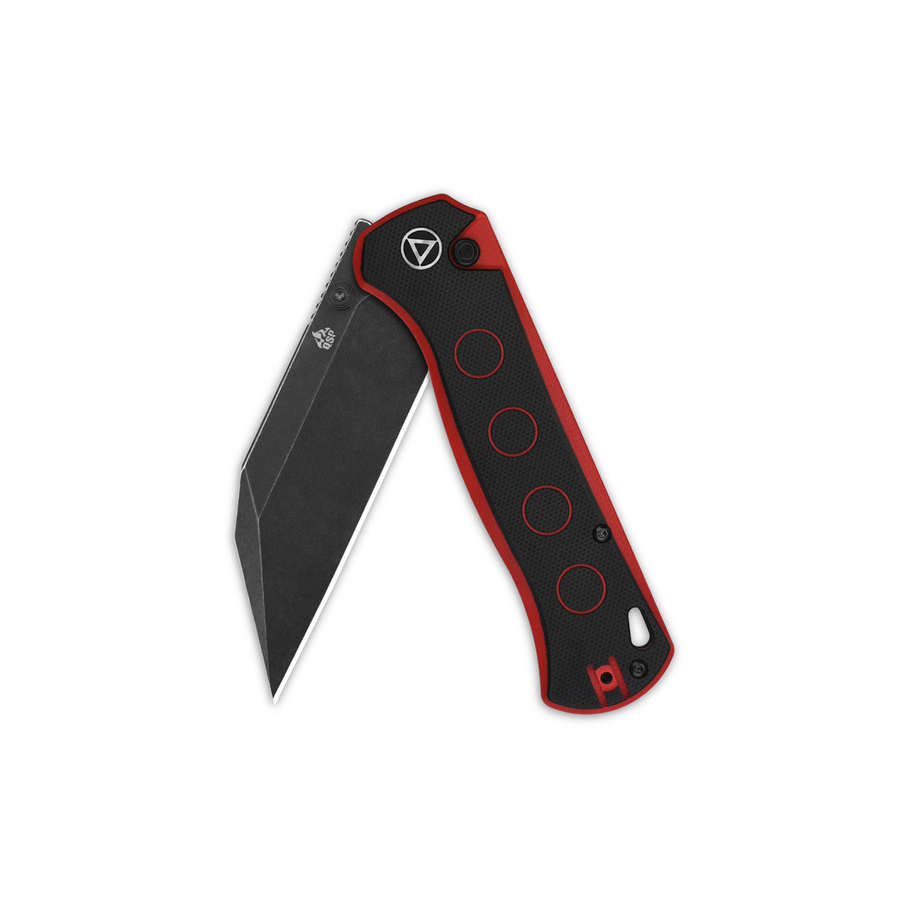 QSP Swordfish Folding Knife Black/Red G10 Handle 14C28N Plain Edge
