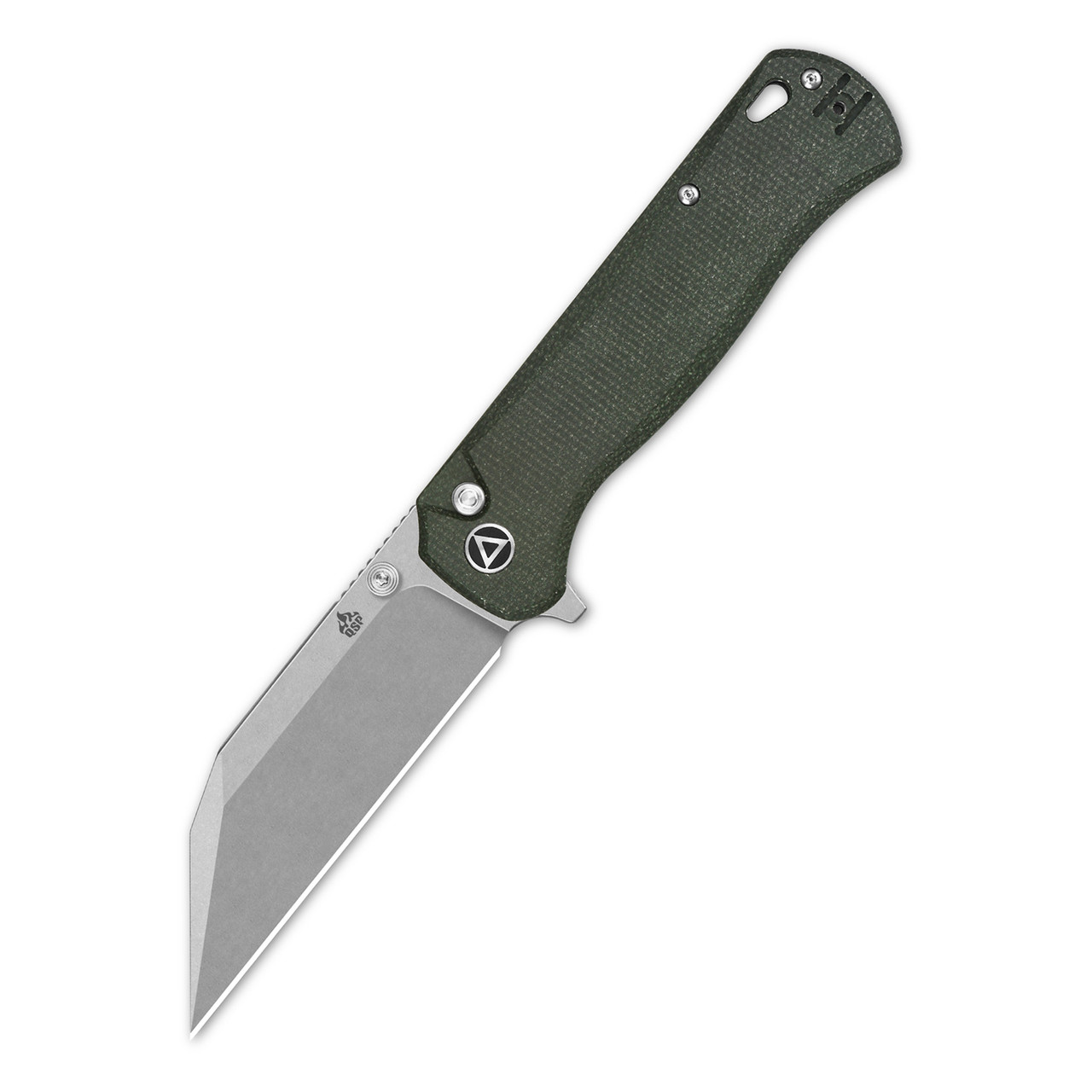 QSP Swordfish Folding Knife Green Micarta Handle 14C28N Plain Edge