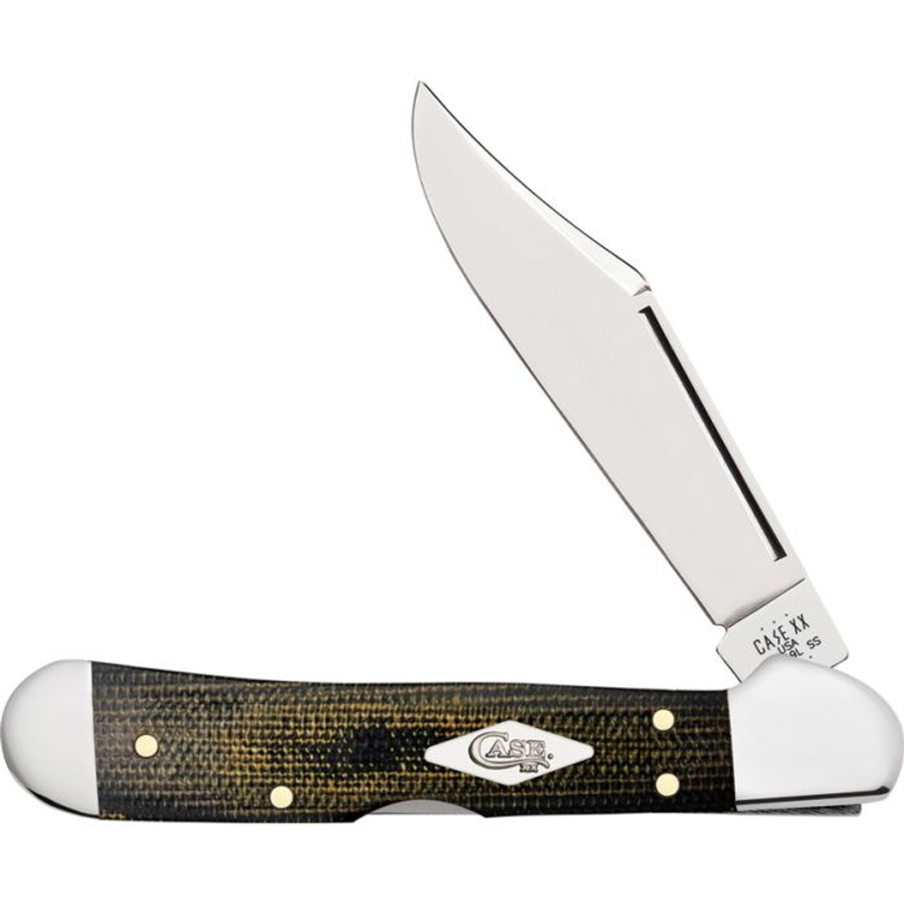 ③ Case Cutlery Copperlock Folding Knife Black/Green Micarta