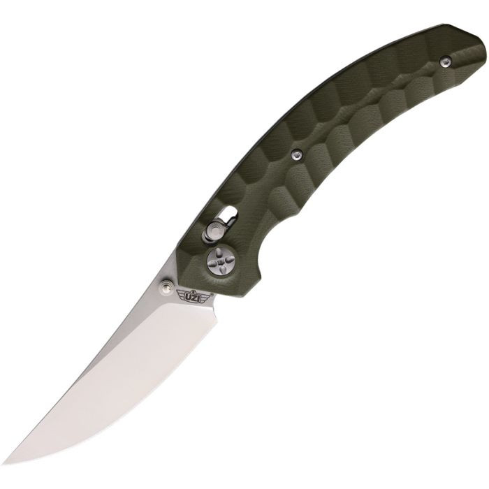 Uzi Axis Lock Folding Knife Green Sculpted G10 Handle 8Cr13MoV
