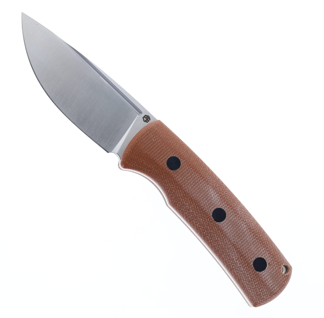 Petrified Fish Beluga Fixed Blade Knife Brown Micarta Handle N690 Plain  Edge Satin Finish P01F-BRMS