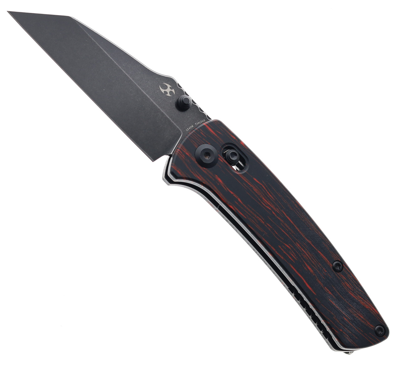 Kansept Main Street Crossbar Lock Pocket Knife Black & Red Gmascus G10