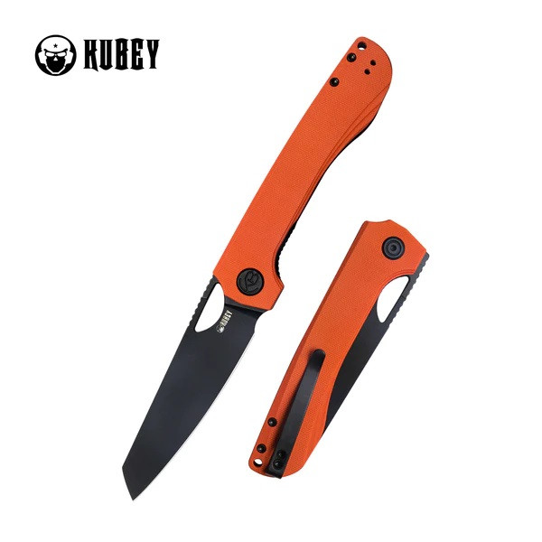 Kubey Elang Liner Lock Folding Knife Orange G10 Handle AUS-10
