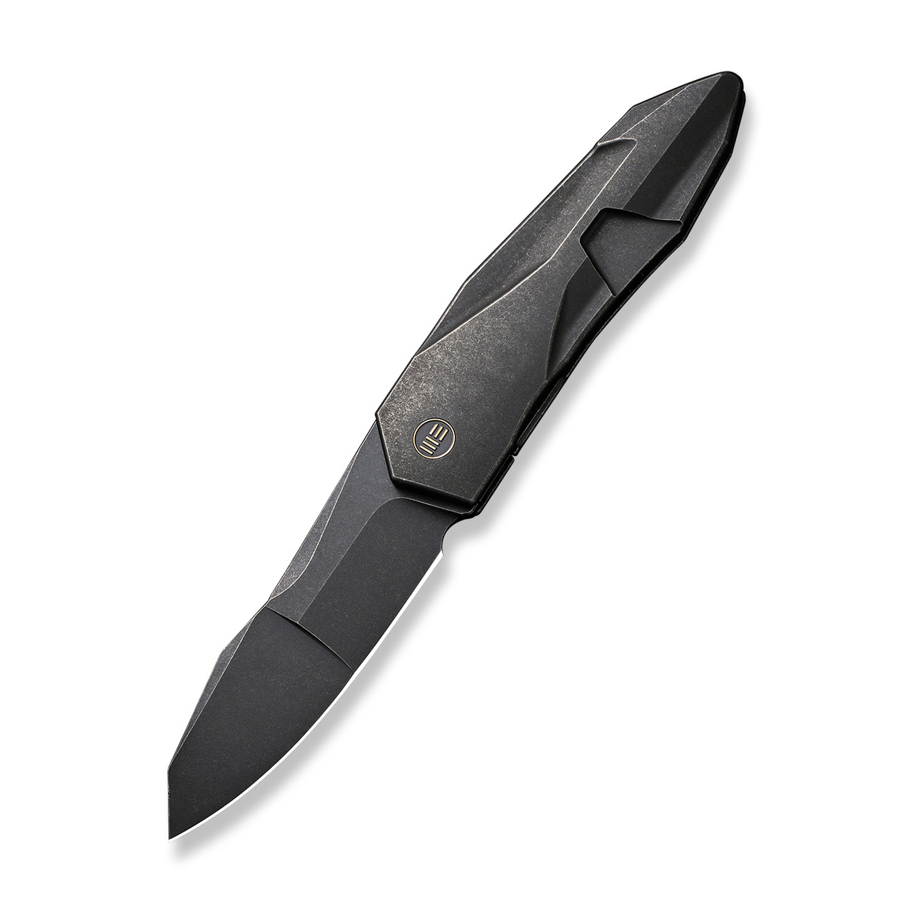 WE Solid Folding Knife Black Titanium Handle 20CV Plain Edge Black