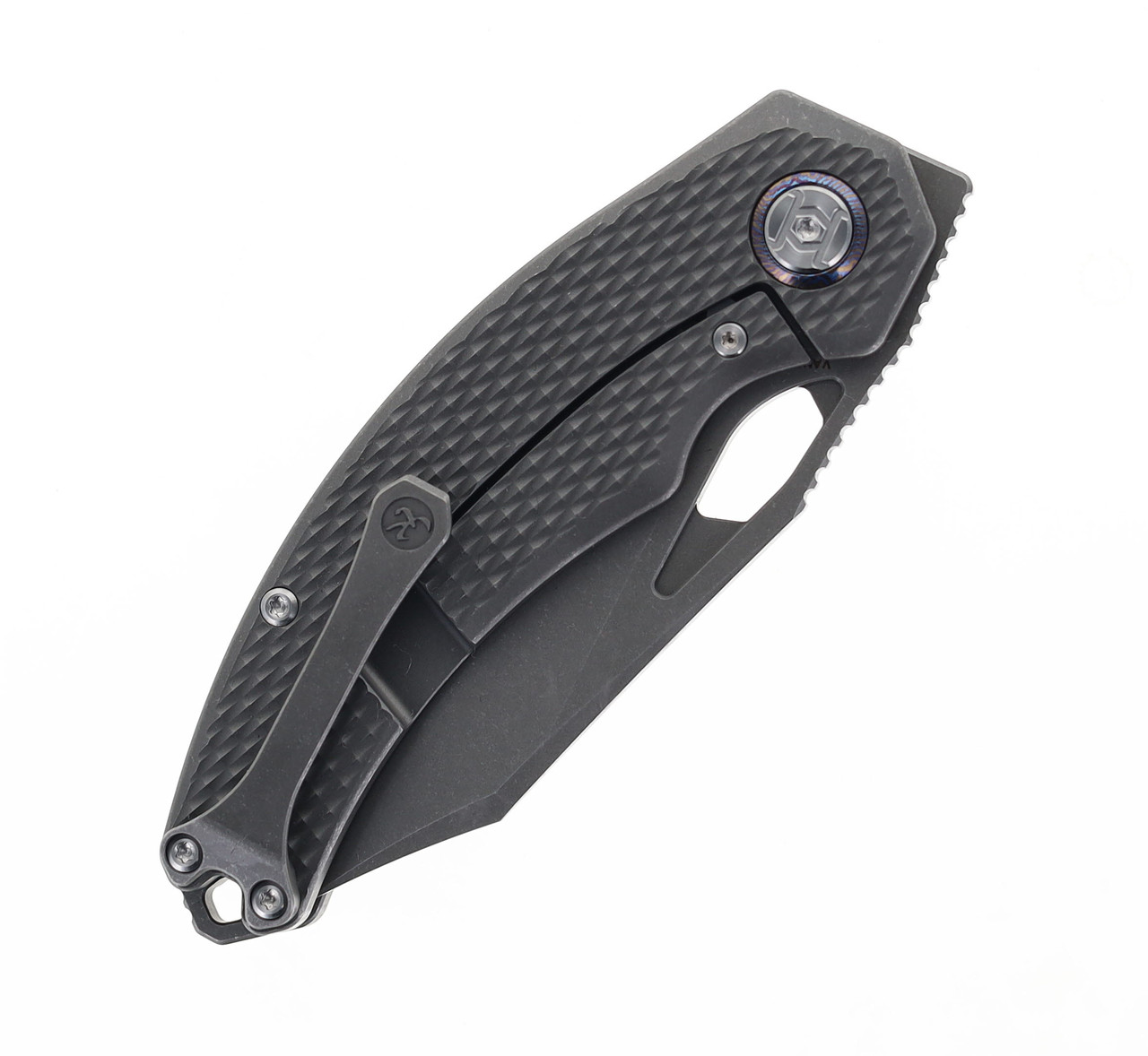 Kunwu Knives Padre Stonewashed Titanium Handle Pocket Knife Vanax Steel
