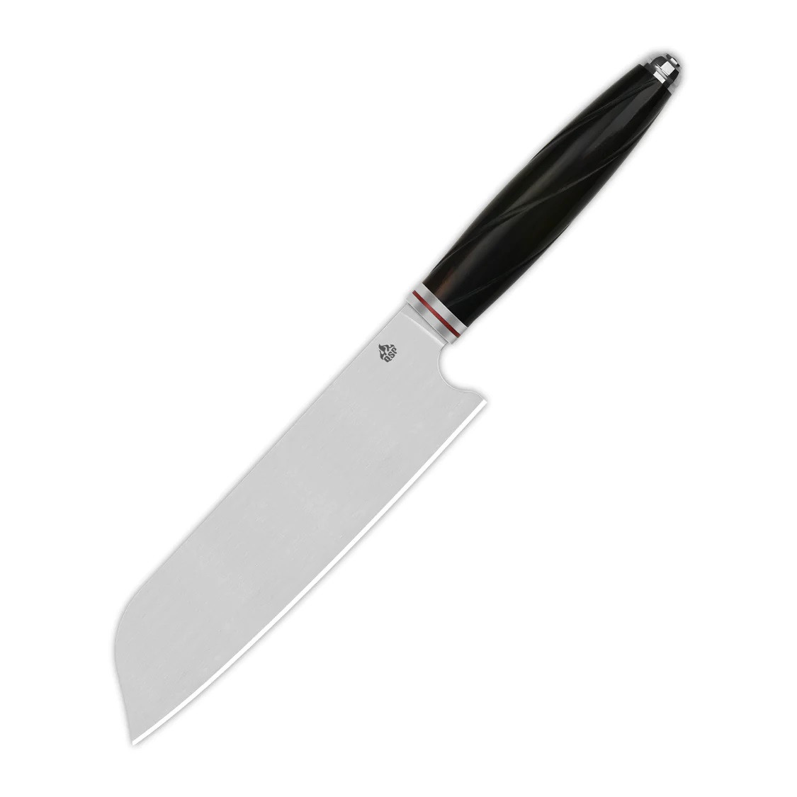 k.k様 QSP Santoku Fixed Blade Knife Ebony Wood Handle 14C28N Plain Edge