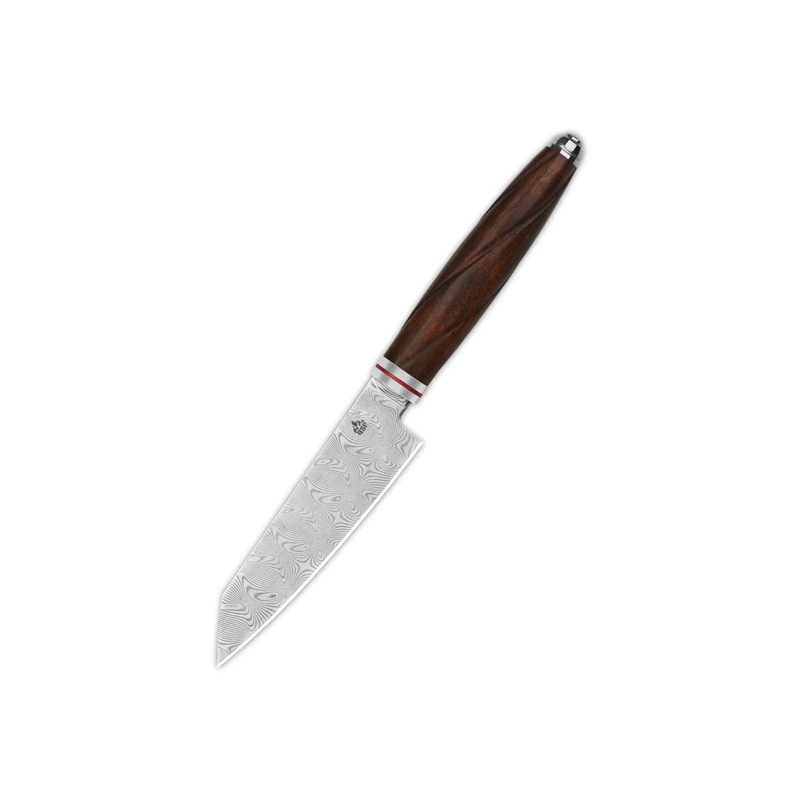 QSP Kritsuke Fixed Blade Knife Desert Iron Wood Handle Damascus