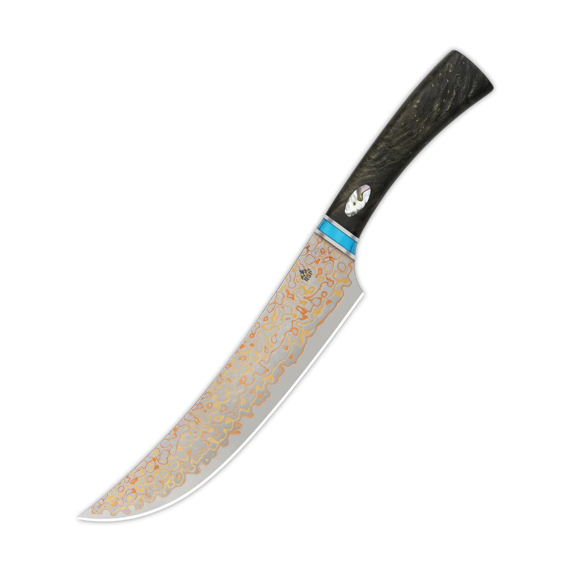 QSP Butcher Fixed Blade Knife Stabilized Wood/Abalone Shell Inlay