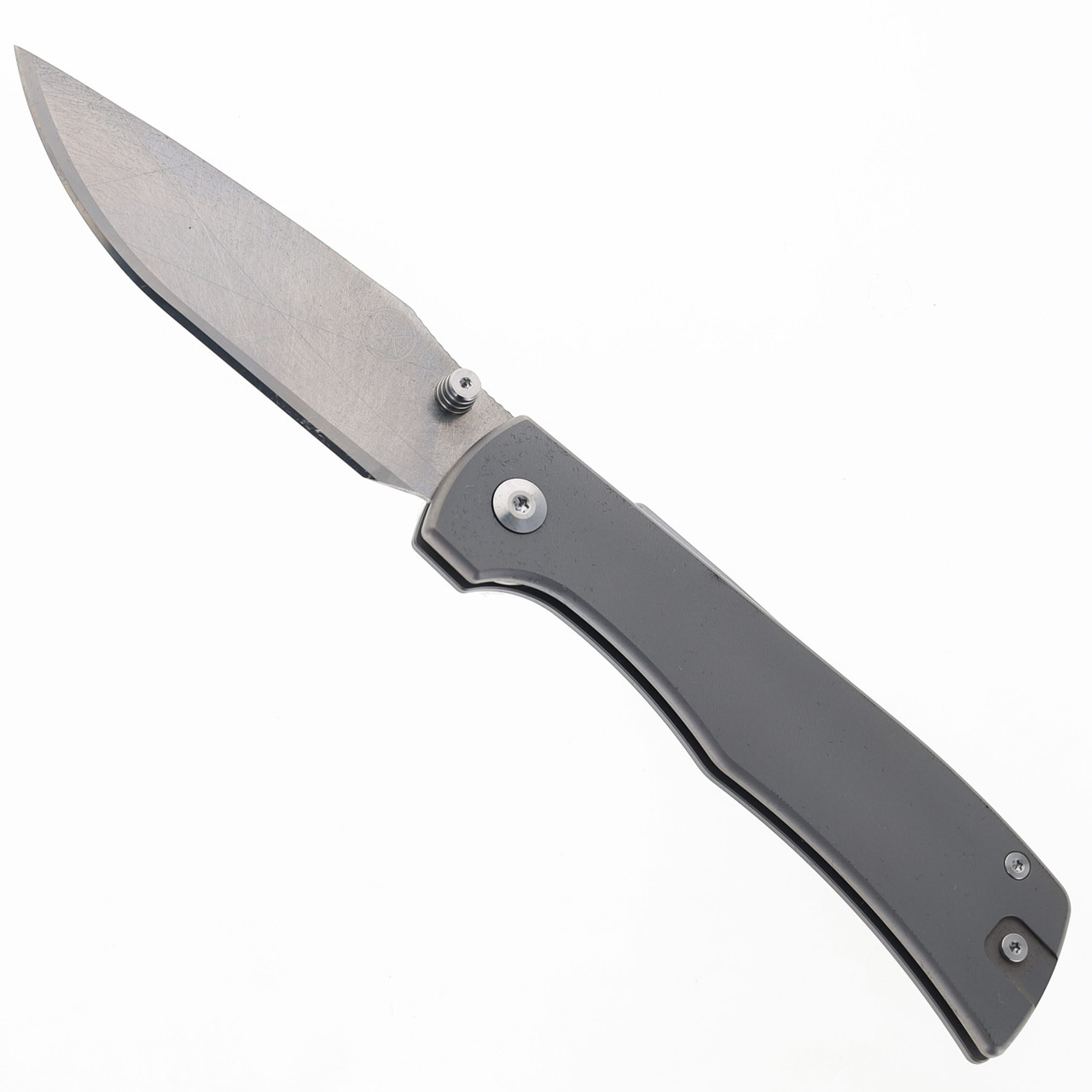 Sandrin Knives Monza Folding Knife Space Gray Titanium Handle Tungsten  Carbide Plain Edge